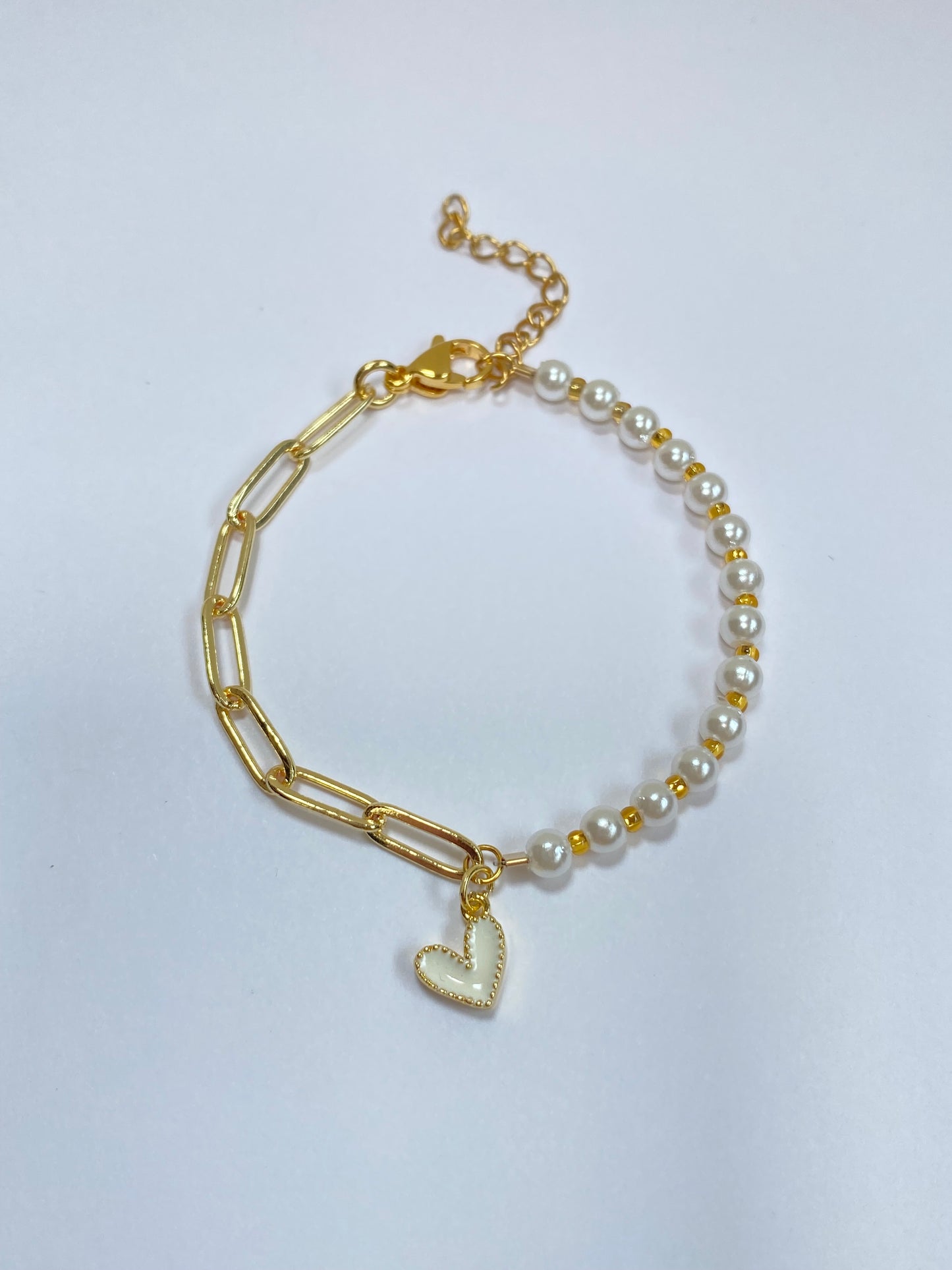 PULSERA MIX CORAZÓN BLANCO