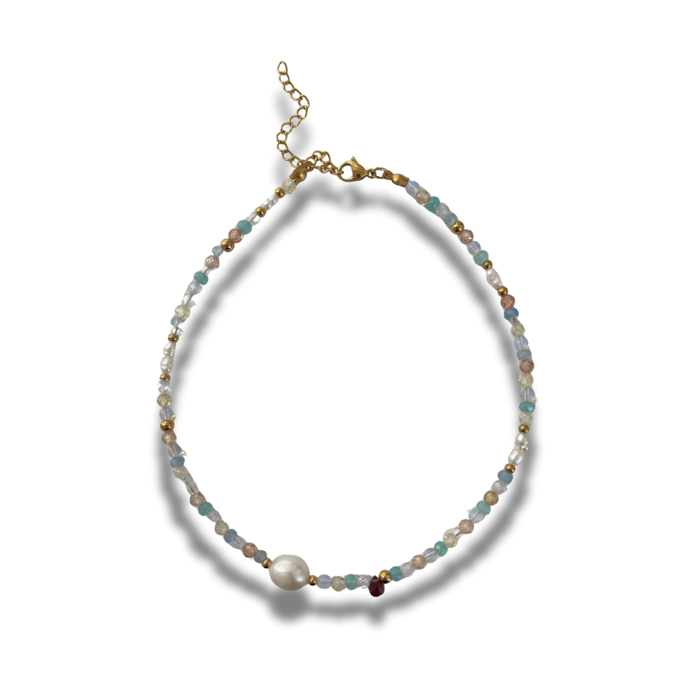 CHOKER PERLA CON GOTA ROJA