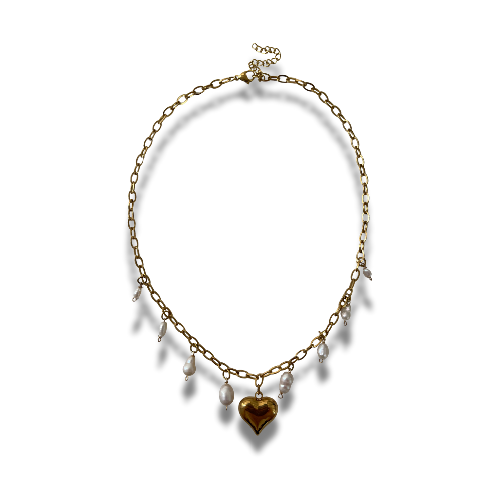 COLLAR CORAZÓN CON PERLAS
