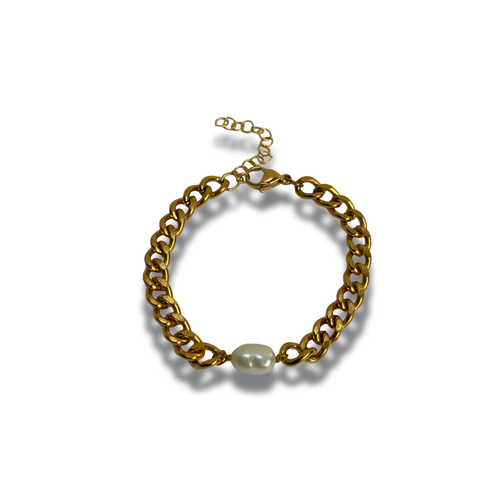 PULSERA CADENA CHUNKY CON PERLA