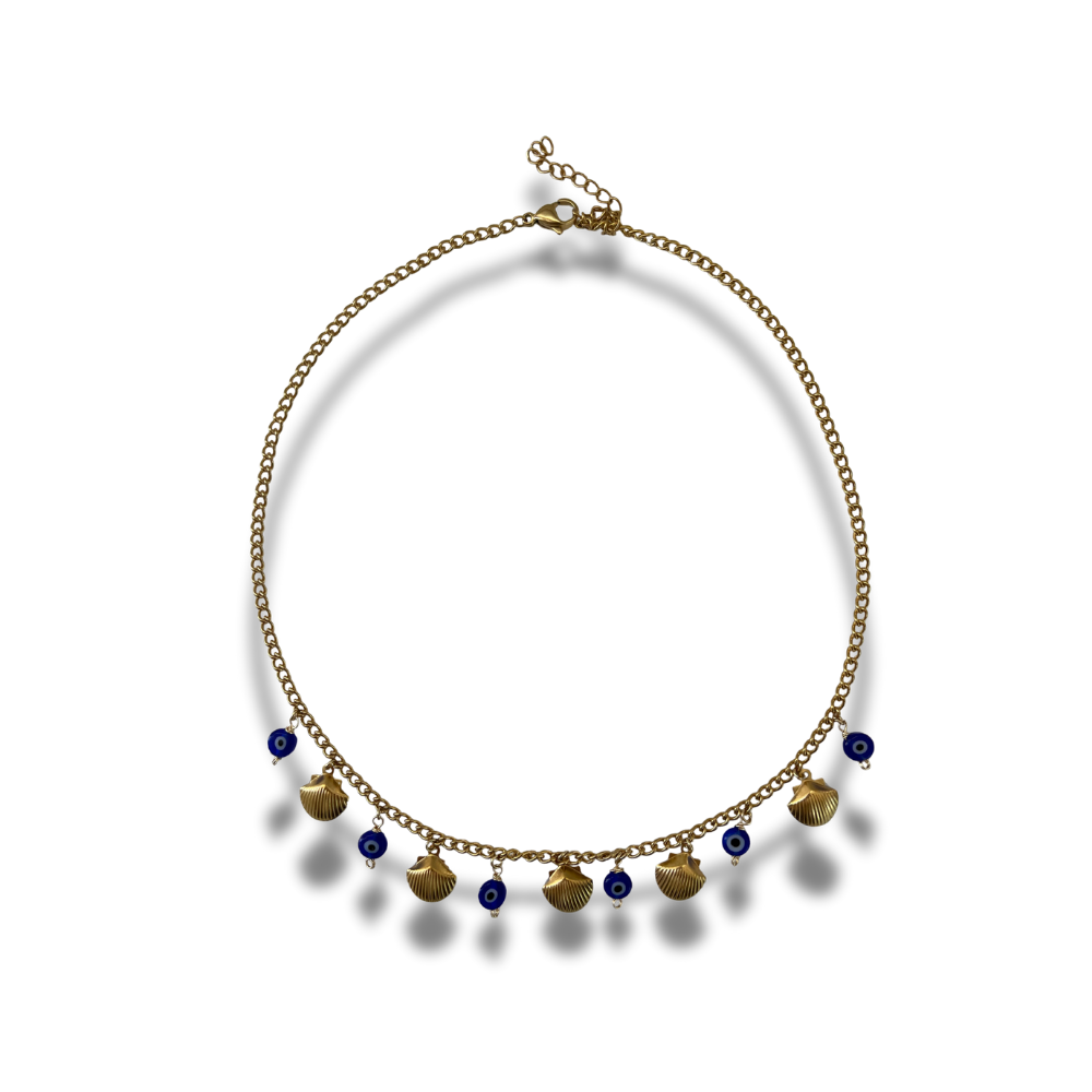 COLLAR CONCHITAS Y OJITOS AZULES