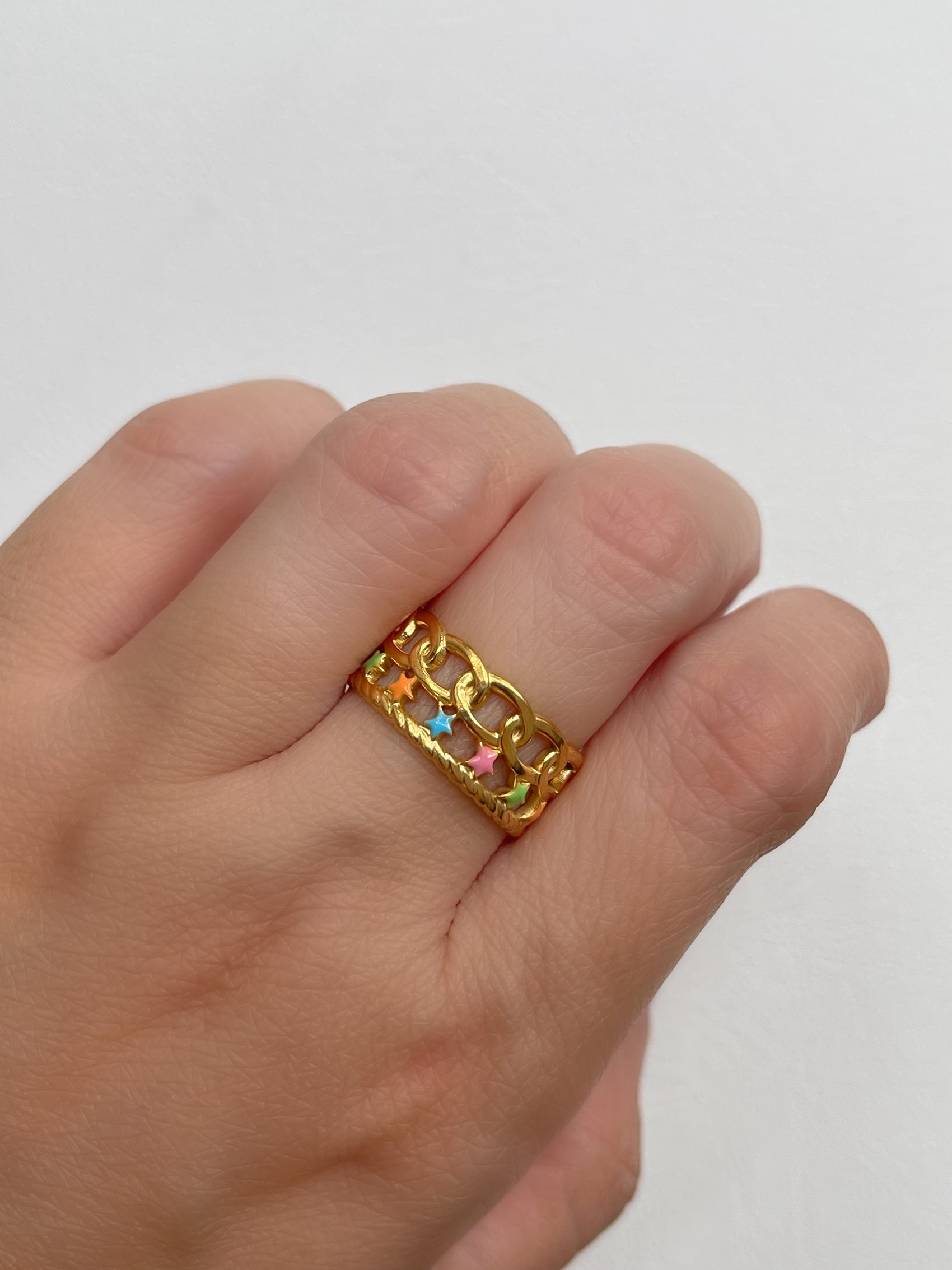 ANILLO CADENA CON ESTRELLAS