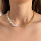 CHOKER MITAD CUARZOS Y MITAD BOLITAS DORADAS