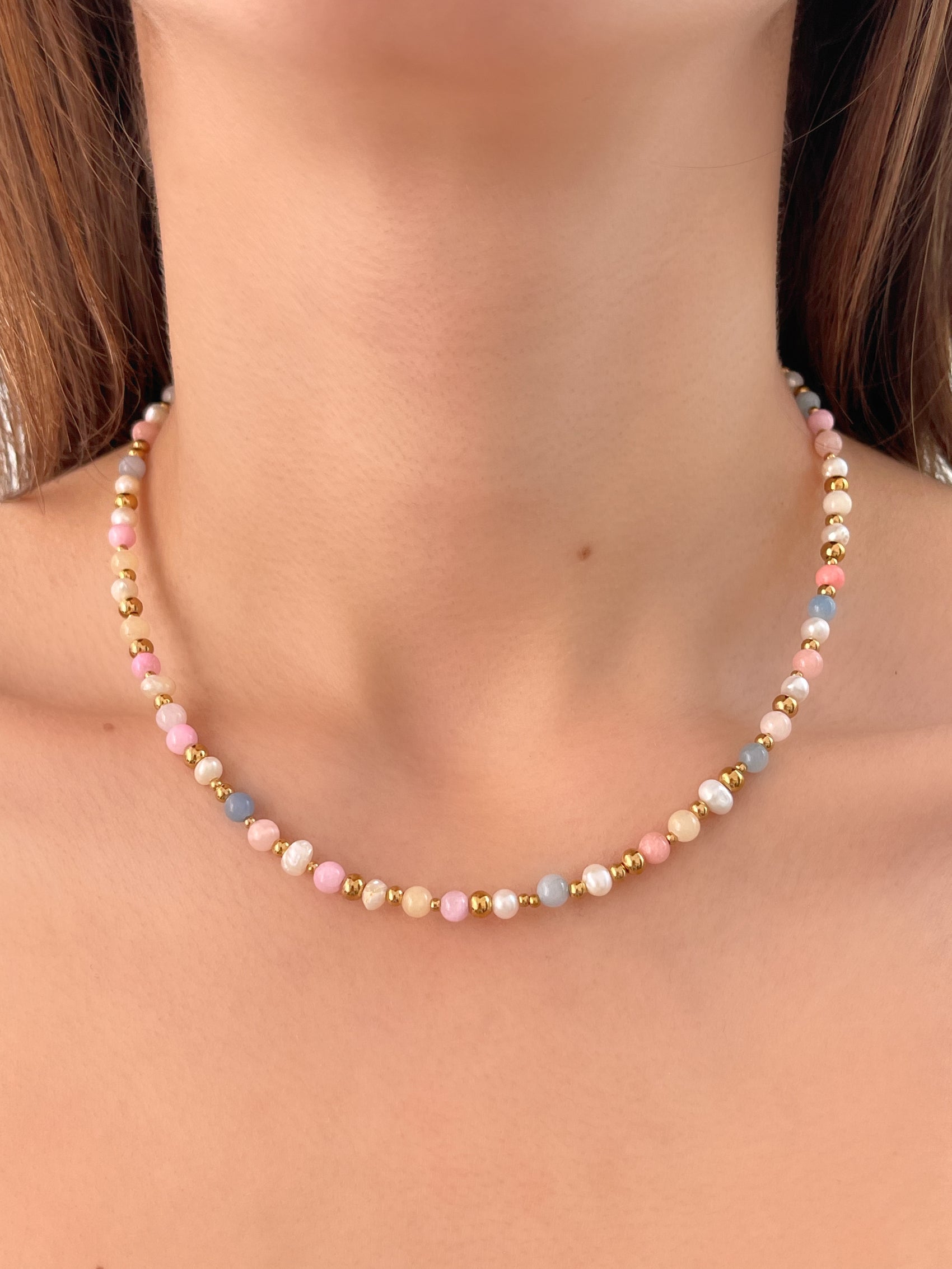 COLLAR JADES PASTEL Y PERLAS