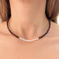 CHOKER PERLAS Y OJO DE TIGRE ROJO
