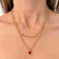 COLLAR DOBLE CON CORAZÓN ROJO
