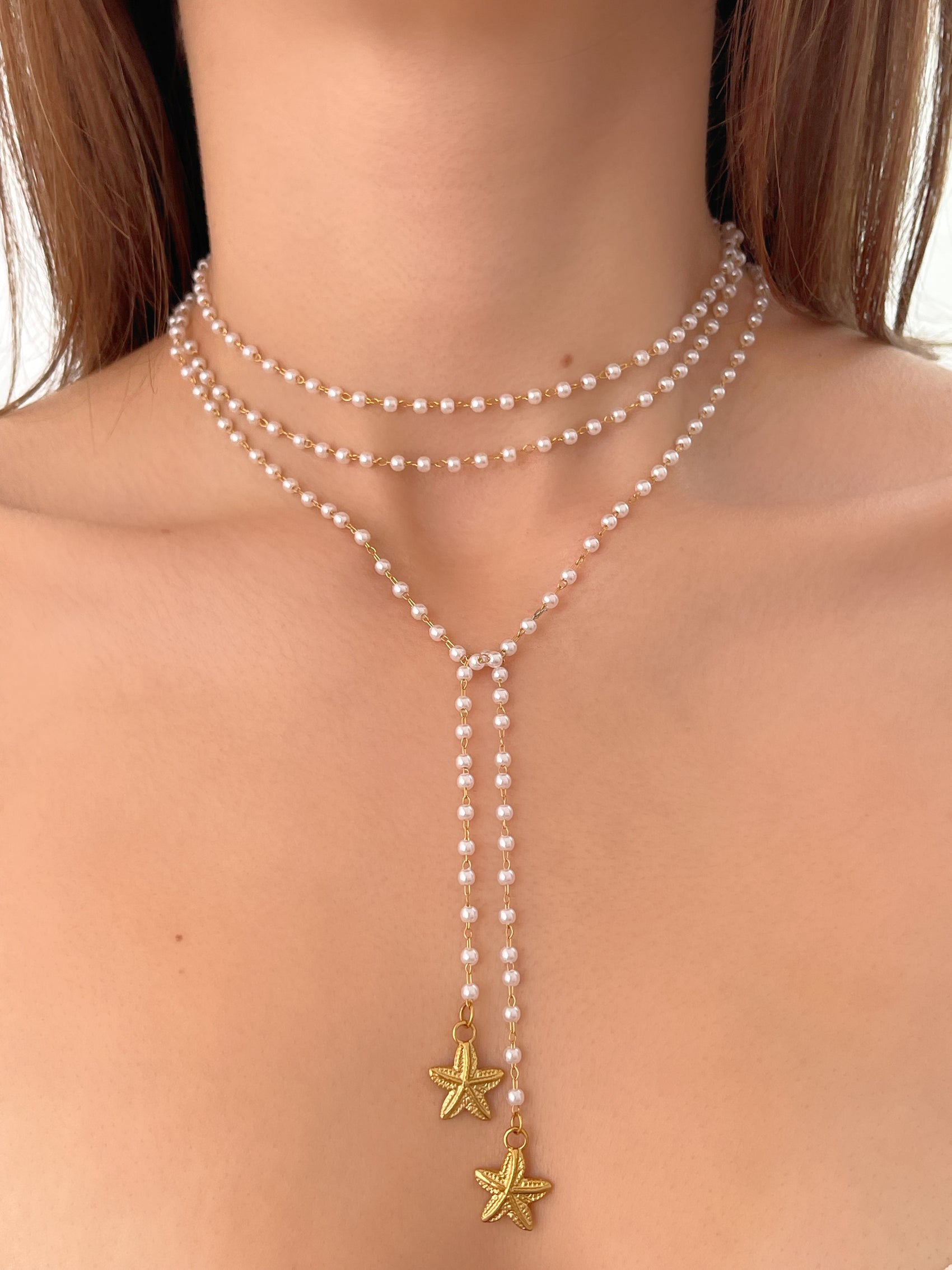 COLLAR EXTRA LARGO CON ESTRELLAS DE MAR