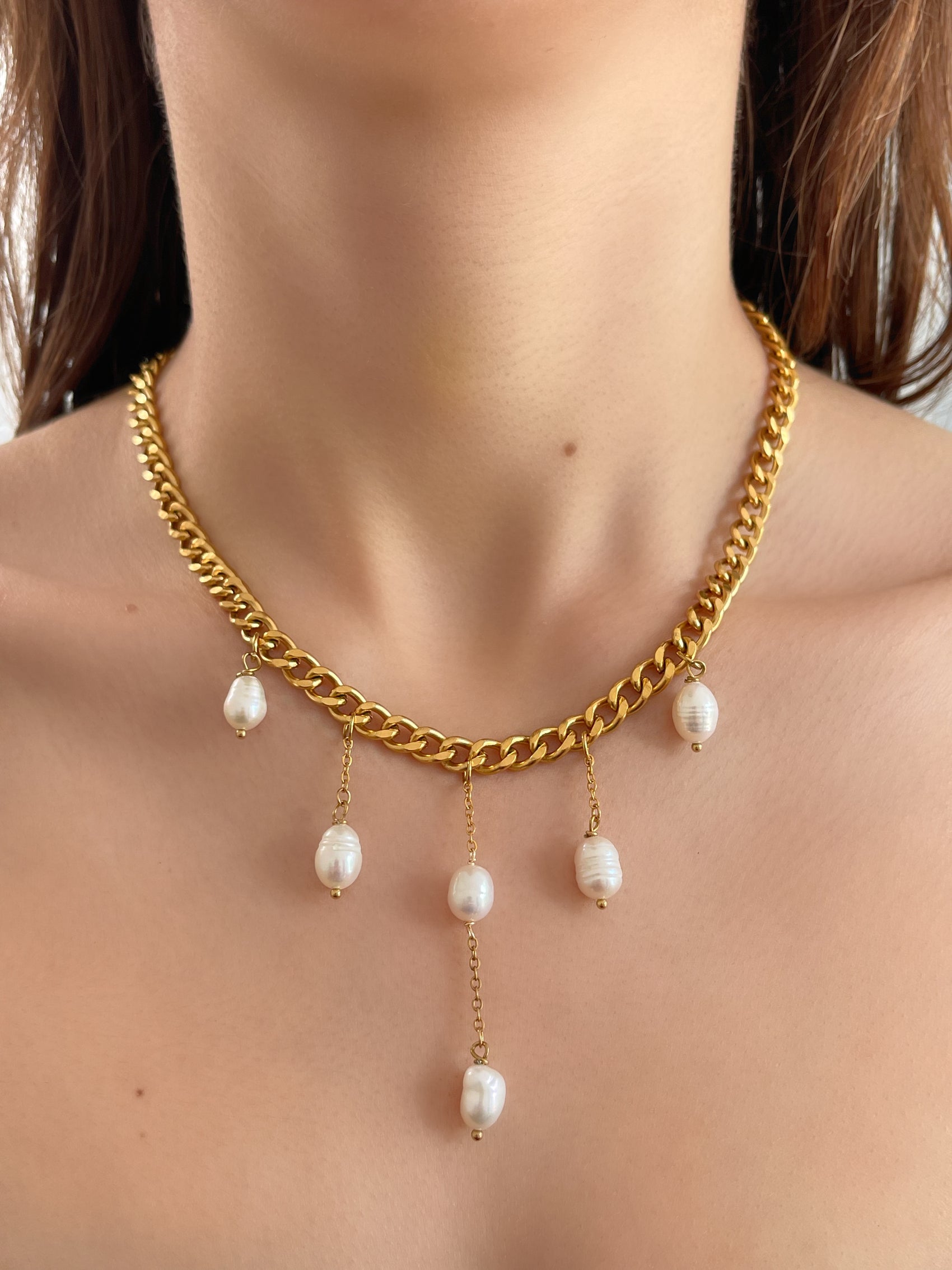 COLLAR TIRAS CON PERLAS