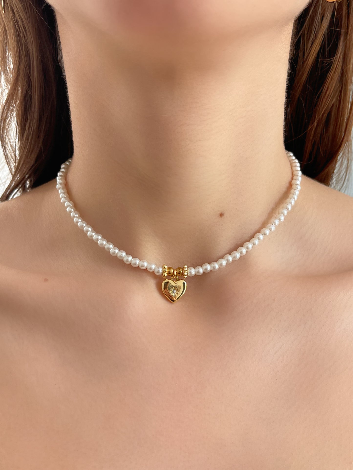 CHOKER PERLAS Y CORAZON MINI