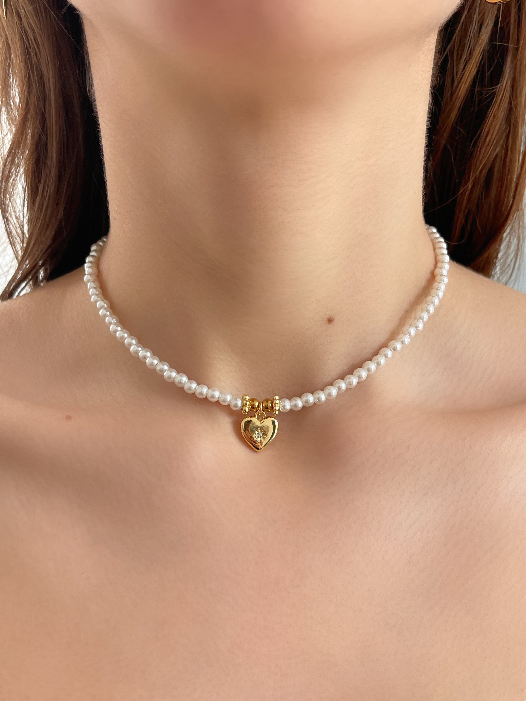 CHOKER PERLAS Y CORAZON MINI
