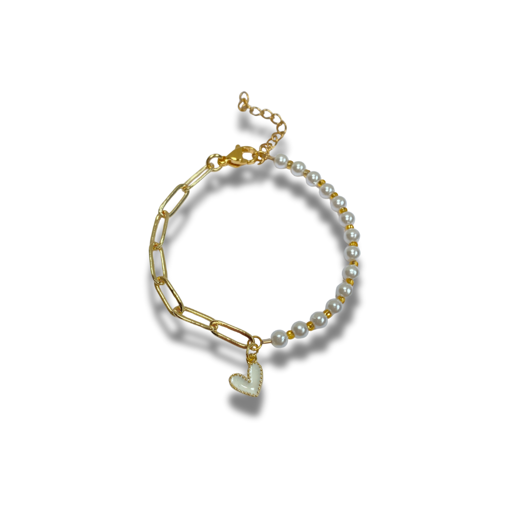 PULSERA MIX CORAZÓN BLANCO