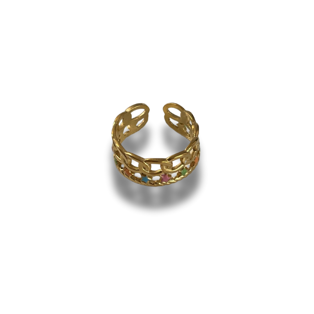 ANILLO CADENA CON ESTRELLAS