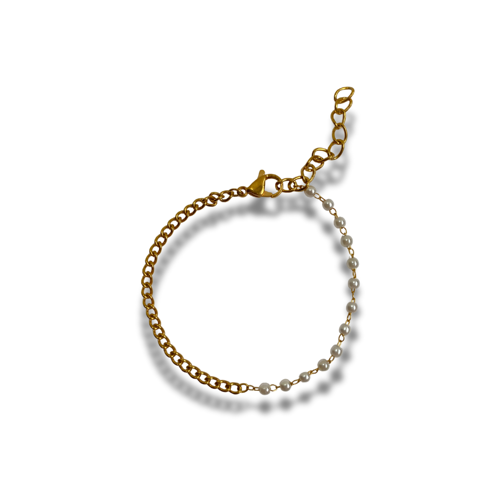 PULSERA MITAD CADENA MITAD PERLITAS