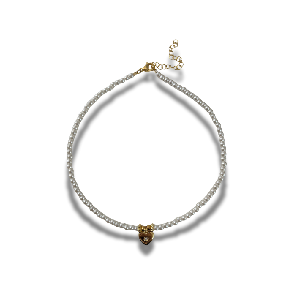 CHOKER PERLAS Y CORAZON MINI