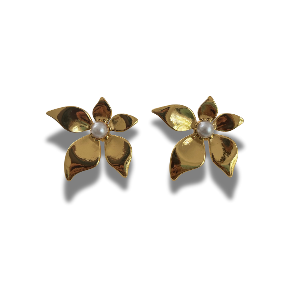 ARETES FLOR CON PERLA