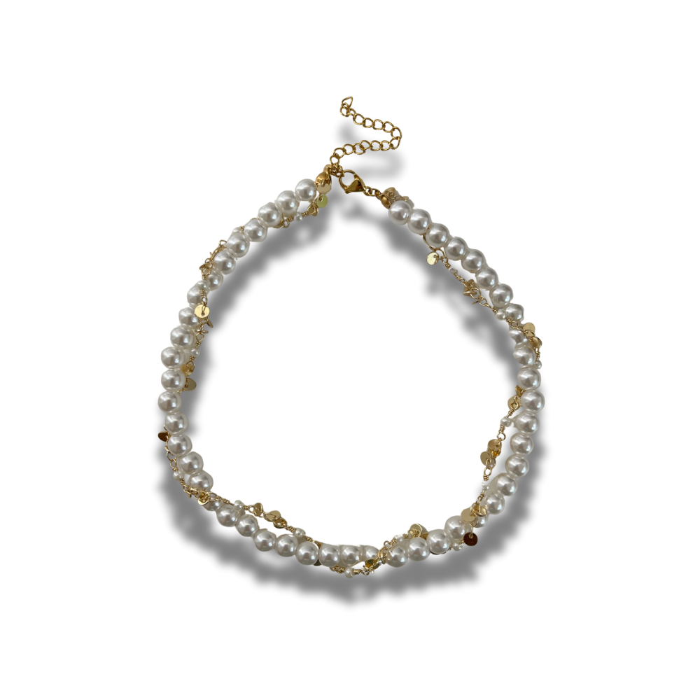 CHOKER PERLAS CON CADENA TRENZADA