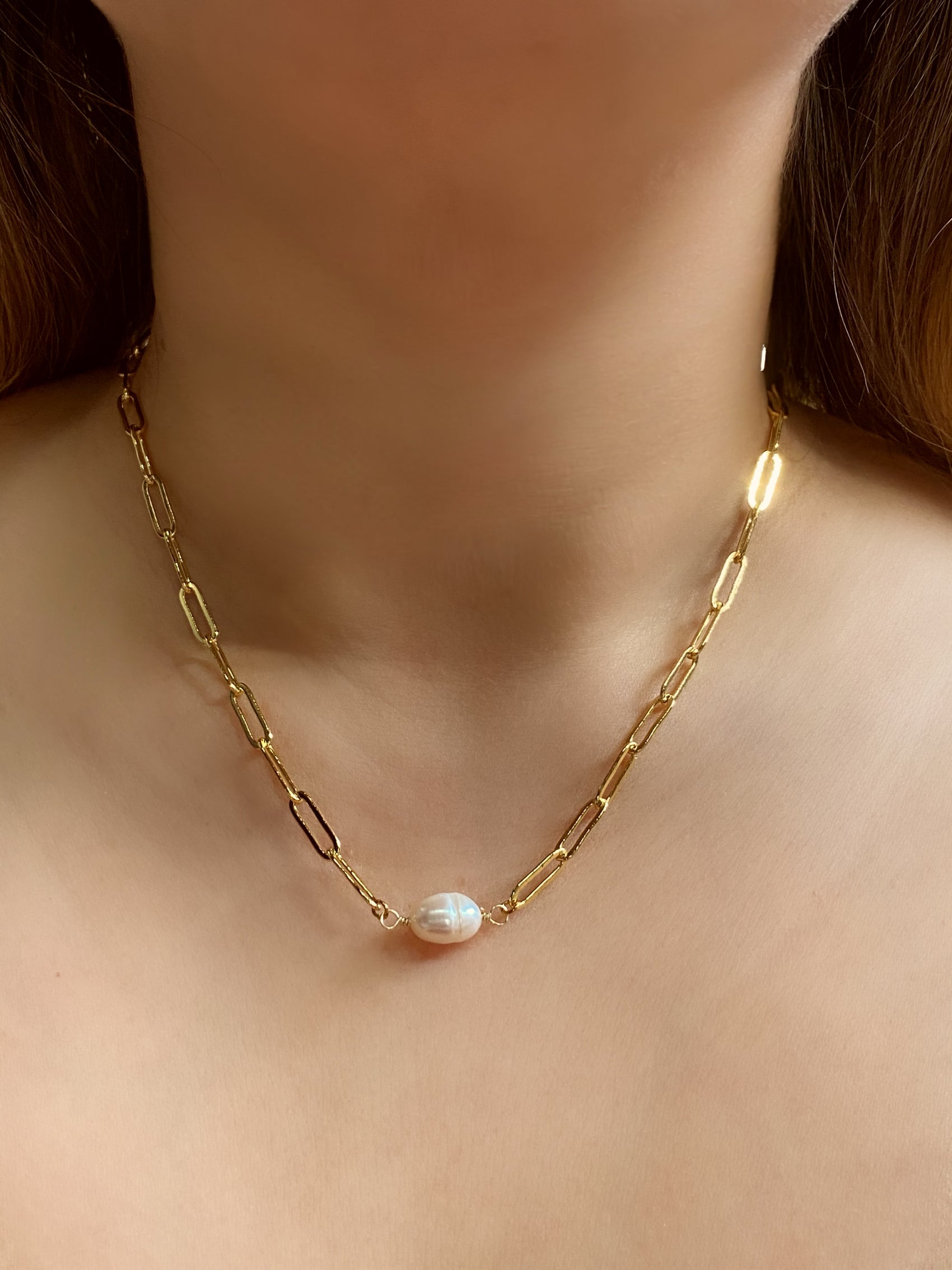 COLLAR ESLABONES CON PERLA