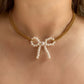 CHOKER DOBLE CON MOÑO PERLAS