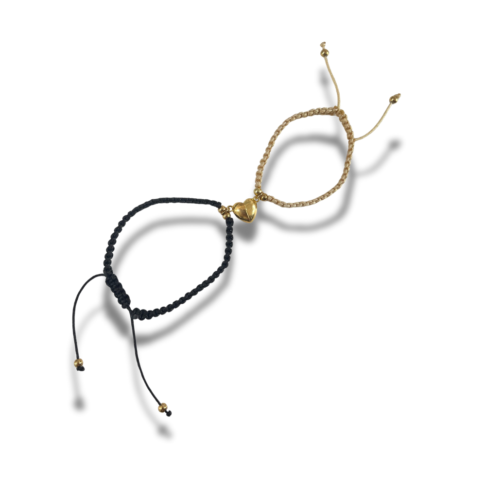 PULSERAS PARA PAREJA CON CORAZÓN MAGNÉTICO TRENZADAS