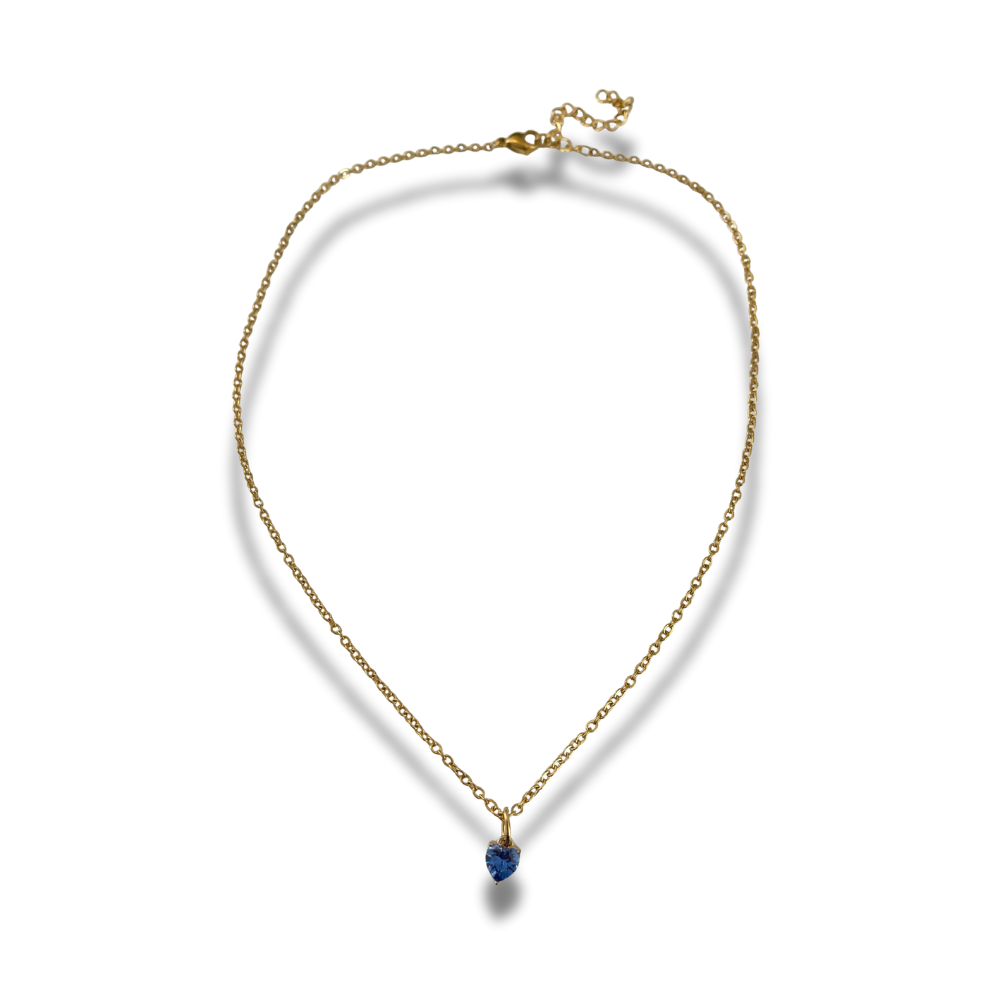 collar con dije de corazon azul pequeño