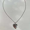 collar con dije de corazón que se abre y se puede usar como portafoto, de acero inoxidable color plateado
