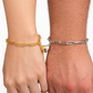 Pulseras para pareja con corazón magnético de acero inoxidable doradas, cadena de eslabón rectangular