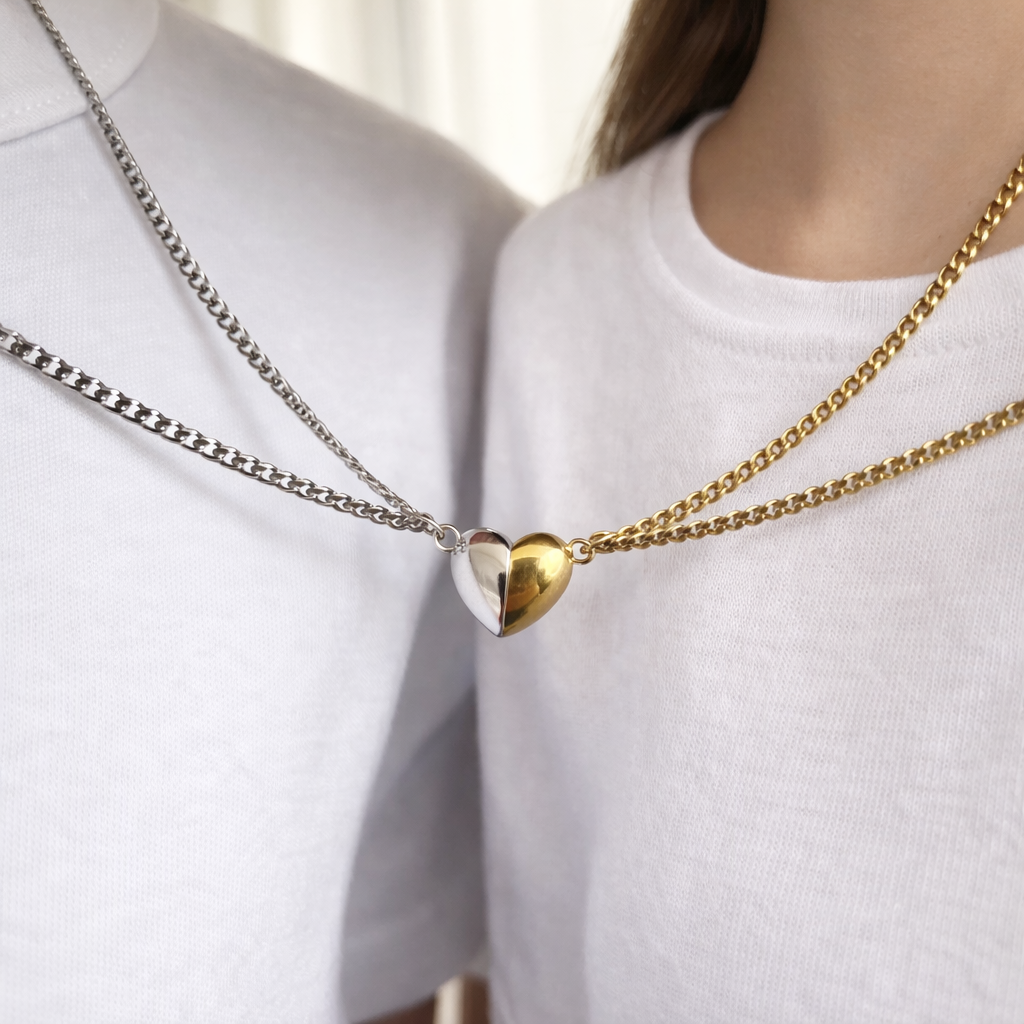 set collares acero inoxidable para parejas regalo san valentín