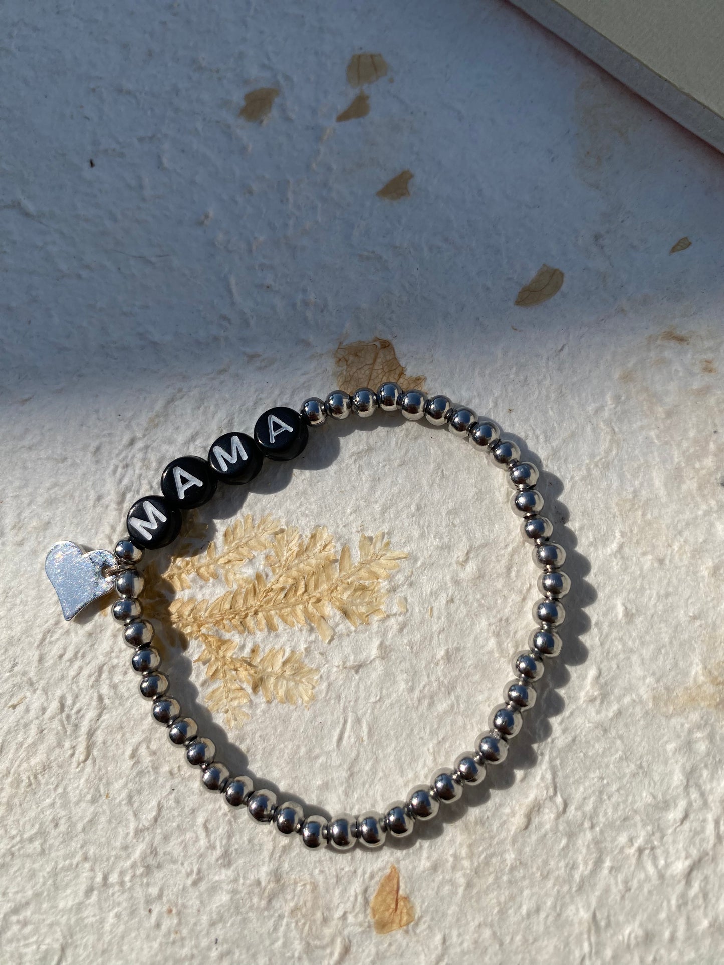 Pulsera plata mamá corazón grande